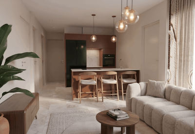 Privé zwembad van 2-slaapkamer appartement in Royal Vista nieuwbouw